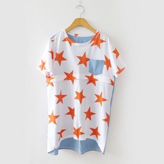 반팔 별나염 뒷배색 수유티 여름 수유복 지퍼형 상의