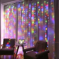 6M/3M/2M/1M LED 커튼 스트링 라이트 USB 전원 요정 조명 2026년 새해 장식용 크리스마스, 02 Multicolor, 04 6Mx3M-600LED, 1개