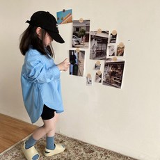 小不點兒 兒童襯衫 2023 春秋新款 韓版 薄款 洋氣 個性 不規則 寬鬆 襯衫 潮 90cm-150cm