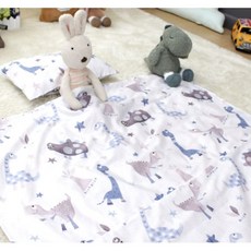 [KC인증] 아기 유아 어린이집 여름 순면 홑이불+베개 커버 세트, 1세트, 디노