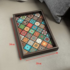 嗨購 高檔胡桃木復古長方形茶盤 輕奢風木質收納托盤 首飾茶水文玩收納, 1個, 【1件裝】波西米亞託, 波西米亞託