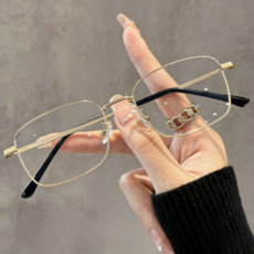 FEISEDY 블루라이트 차단 안경 사각 초경량 남여공용 골드라미 B1613