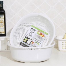 Janes Inc. 雙層濾水籃 洗菜盆 瀝水籃, 1個, 雙層瀝水組（020367、020343）