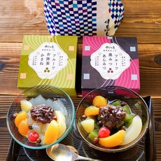 양갱 중원 선물 과일 앙미츠 4개와 하루요시 후지 이즈카파이 흑밀x1 백밀x1 녹차x1 호지차x1 세트 후지산 6개 포장된 부적포포장 과자, 2개 세트, 주머니