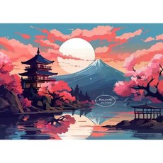 일본화 후지산 그림 포스터 캔버스 팝아트 액자 동양화 레트로 클래식 빈티지 유니크 감성, 14