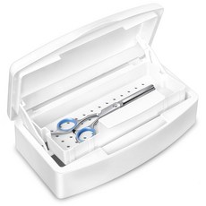 플라스틱 살균 트레이 트레이 네일 핀셋 헤어 살롱 스파 및 커터 매니큐어 장비용 깨끗한 상자 보관 정리함 - 투명 뚜껑 핑크, Clear Lid White