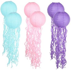 하이트푸 6팩 해파리 종이 랜턴 테마 파티 장식 생일 인어와 아래 테마를 위한 걸기, 8 In s Blue rple Pink