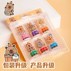 蛋蛋鴨 兒童學生卡通圖案 亞克力造型手帳印章, 1個, 卡皮巴拉(1盒6枚)