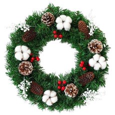 台灣現貨 40公分夢幻聖誕花圈 耶誕花圈 北歐造型聖誕裝飾花圈, 綠色、棕色、白色, 1個