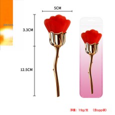 DFMEI 玫瑰花化妝刷大號單支散粉刷美妝工具新款美甲粉塵化妝刷, 大紅色- 金色柄【袋裝】:如圖, 1個