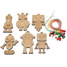 원데이클래스 우드공예 로봇색칠 목걸이꾸미기 6개세트/ 월데이클래스 만들기체험 방문수업, 1세트, 무지