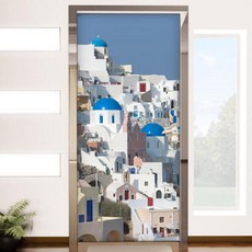 아트박스/꾸밈 tl435-아름다운산토리니배경_현관문시트지, 본품