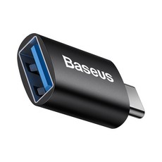 Baseus 倍思 精巧系列 TypeA轉C OTG轉接頭 USB3.1鋁合金轉接器 車充傳輸快充, 1個, 黑色, 黑色, 20.5mm