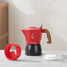 MINGGAN 鸣感 6代双阀摩卡壶 意式咖啡机, 1套, 【6代/雙閥】紅黑+布粉器(送濾紙)