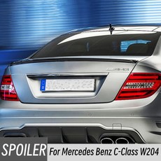 벤츠 C 클래스 W204 C180 C250 C300 C63 ABS 뒷 트렁크 리드 부츠 덕테일 스포일러 튜닝 07-14호환, 유광 Black