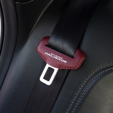 [비브랜드]와이앤유 레터링 포인트 인쇄 가죽 안전벨트 클립 커버 내장재 충격방지 용품 팰리세이드 호환, 라이트브라운, 1개