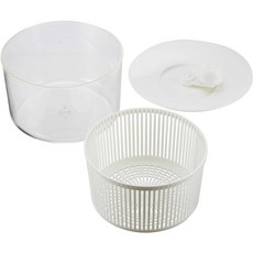 山研工業 日本製 蔬果脫水器 - 快速瀝水 透明外殼, 白, 1個