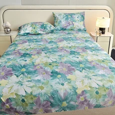 쿠쿠스토어 1pc 100 면 침대 시트 꽃 인쇄 매트리스 커버 싱글/퀸/킹 장착 더블 제외), 01 China Mainland, 04 Twin120x200x25cm 1pc, 08 qingmanwu