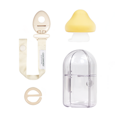 꼬꼬노리 미큐 트리플 세트 실리콘 쪽쪽이 스트랩 케이스, 루루츄:멜란지 엘로우+에그링:웜아이보리, 1개