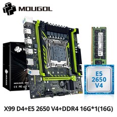 MOUGOL X99 게이밍 채널 메인보드 세트 2650 듀얼 DDR4 E5 V4 탑재 호스트용 213 데스크탑 RAM HZ XEON 16G 인텔, 마더보드 CPU