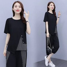 運動休閒兩件套 短袖上衣 七分褲