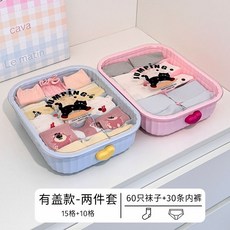 內衣內褲襪子收納盒三合一整理箱，貼身衣物分格收納神器，抽屜式內衣褲襪子整理盒, 10格+15格（有蓋款）【收納襪子+內褲, 1個