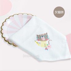 費雪絲 Muslin Tree 嬰兒口水巾 多功能手帕 純棉紗布巾, 1個, 灰貓咪