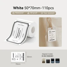 3 롤 NI B21 B3S B1 B31 열 라벨 의류 자체 접착 태그 방수 스마트 오 포켓 프린터, White50x70--3rolls