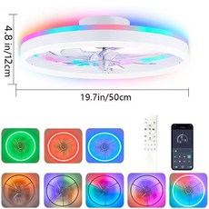 현대식 LED 천장 선풍기 조명 포함 DC 모터 6단계 타이밍 팬 50CM 낮은 바닥 로프트 리모컨 장식용