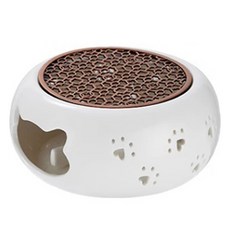 Qiaokao 고양이 티포트 워머 캔들 홀더 포함 14x10x6cm, 1개, 화이트