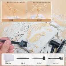 공룡 화석 발굴키트 고고학 체험 DIY 선물용 장난감 세트 2개: 티라노 화석 익룡, 2개