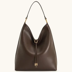 JW PEI 가죽 여성용 대용량 통근 핸드백 세련된 크로스바디 겨드랑이 버킷백 업무용 니치 워터 버킷 토트, 06 Dark Brown