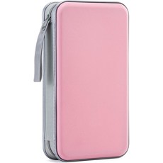 리오보드 DVD 케이스 96 용량 CD 휴대용 홀더 보관 하드 플라스틱 지갑 차량용 정리함, Light pink
