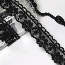 다알리아 23색 2cm x 90cm 망사 레이스 면실, 블랙