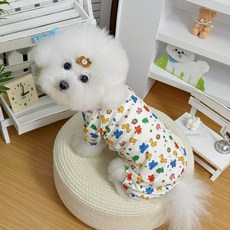 강아지 쫀쫀한 피치기모 올인원 실내복 동물농장, 1개, Yellow