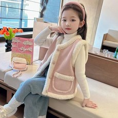 女童加絨保暖馬甲外套，韓系秋冬兒童坎肩