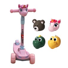 아기 유아 어린이 킥보드 씽씽카 헤드 장식 인형 악세사리, 유니콘핑크