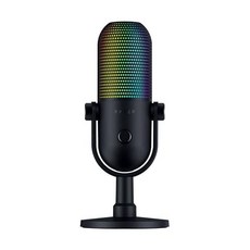 레이저 세이렌 V3 크로마 RGB USB 마이크로폰 스트림 및 게임 반응 조명 탭 투 뮤트 센서 콘덴서 마이크 XSplit 블랙 리뉴얼 프리미엄, 레이저 세이렌 V3 크로마 RGB USB 마이크로폰 스