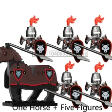 중세 병사 피규어 블록 울프 나이트 로마 황금 말 액세서리 소년 장난감 선물 N07, 16 C4-14-1VP116