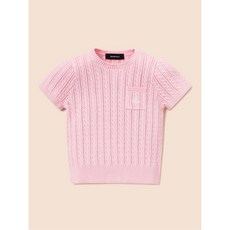 빈폴 키즈 여아 케이블 반소매 라운드 니트 스웨터 라이트 핑크 (BI5351GE1Y) 306842