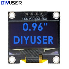 DIYUSER 0.96 인치 스크린 OLED 백색 모듈 용 IIC ARDUINO 직렬 I2C 12864 128X64 SSD1306 디스플레이 보드 LCD, BlackPCBBlue