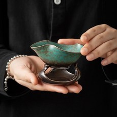 景德鎮 窯變 蒼山黃花釉 茶漏 陶瓷 帶底托, 如圖所示, 1個