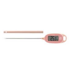日本 DRETEC 大螢幕防潑水電子料理溫度計 附針管套, 1個, 粉