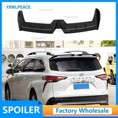 ABS 프라이머 컬러 리어 루프 스포일러 도요타 시에나 21-23 트렁크 윙 바디 키트 호환, 유광 Black