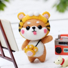 양모펠트 DIY키트 니들펠트 인형 공예 만들기 애착인형, 04_호랑이시바, 1개