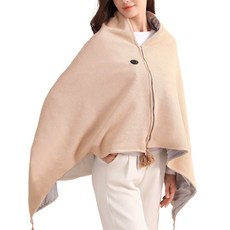 스마일 9구역발열 무선 USB 온열 전기 담요 3단계 온도조절 워셔블 극세사 망토 지퍼 캠핑 차박 다용도+사은품, 베이지