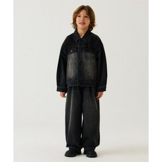 무신사 스탠다드 MUSINSA STANDARD KIDS 빅 브러쉬 오버사이즈 데님 트러커 재킷 자켓 [워시드 블랙] MKEJJXK01-WC 468491
