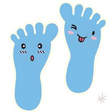 유치원 계단 안전 발자국 유도 스티커 하늘색 웃는 표정 귀여운 작은 발모양 바닥, 1개