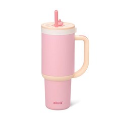 Ello Oasis 손잡이 및 접이식 빨대가 있는 887.2ml(30온스) 텀블러 | 재사용 가능한 단열 스테인리스 스틸 컵 100% 누출 방지 청소년 여성 남성을 위한 선, 30온스, 1개
