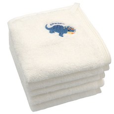 송월 어린이집 핸드타올 공룡자수 고리수건 5매, 화이트, 5개